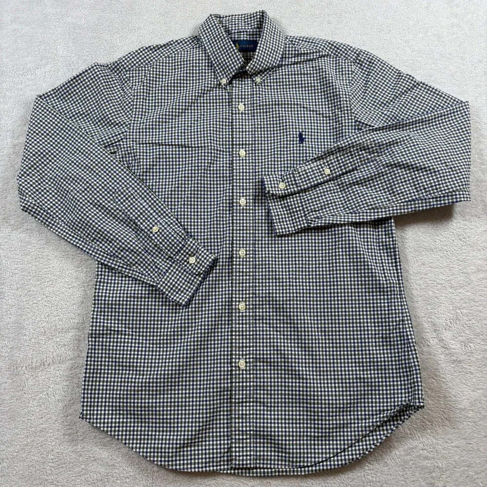 Ralph Lauren Shirt Mens Small Multicolor Micro Gingham Pony Logo Button Down - Picture 2 of 9
